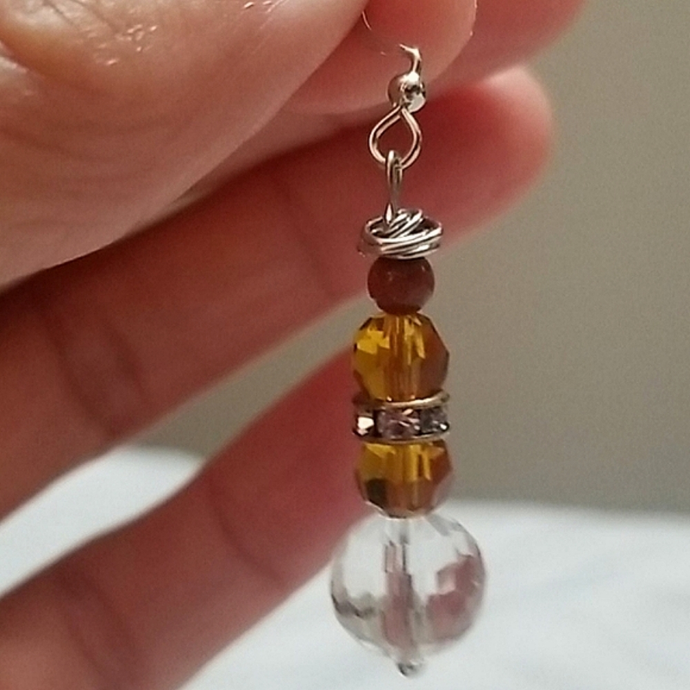 OOAK Assymetrically Made Crystal Sandstone Earrings